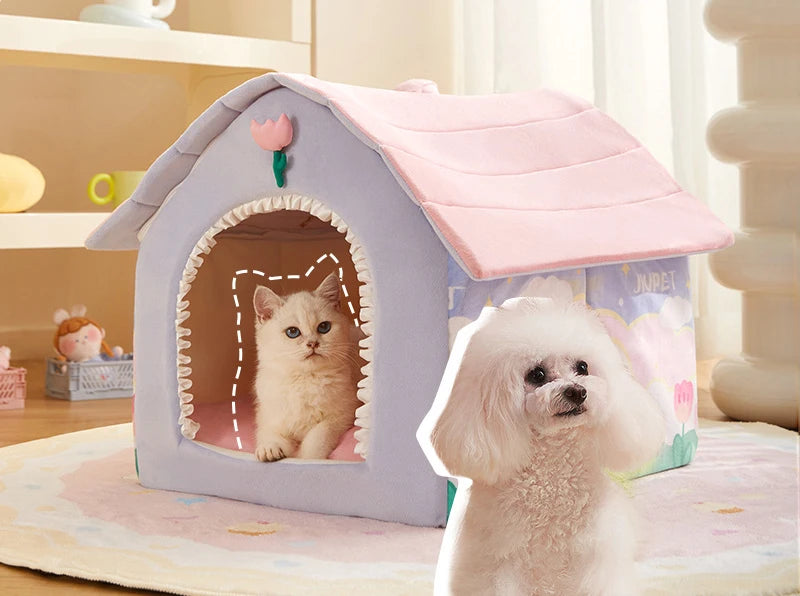 Foldable Dog House Kennel Bed Mat For Small Medium Dogs Cats Winter Warm Cat Bed Nest Pet Products Basket Pets Puppy Cave Sofa