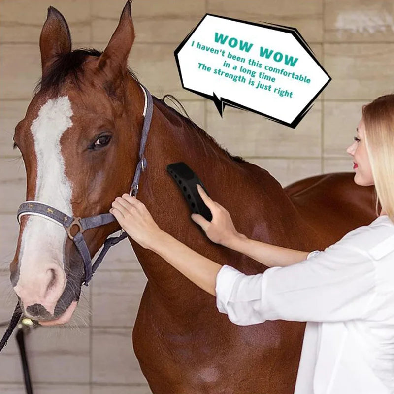 Horse Grooming Brush for Bathing & Massage - Pet Dog Horse Brush with Ergonomic Handle, Deshedding & Skin Care Tool