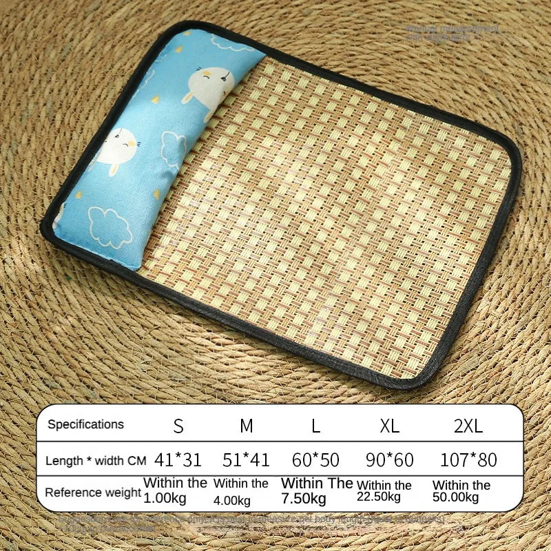 Pet Beds Sleeping Mat Dog Beds Rattan Woven Cat Mat Bed Summer Pet Cooling Mat for Small Dog Cats Puppy Beds Cushion Chihuahua