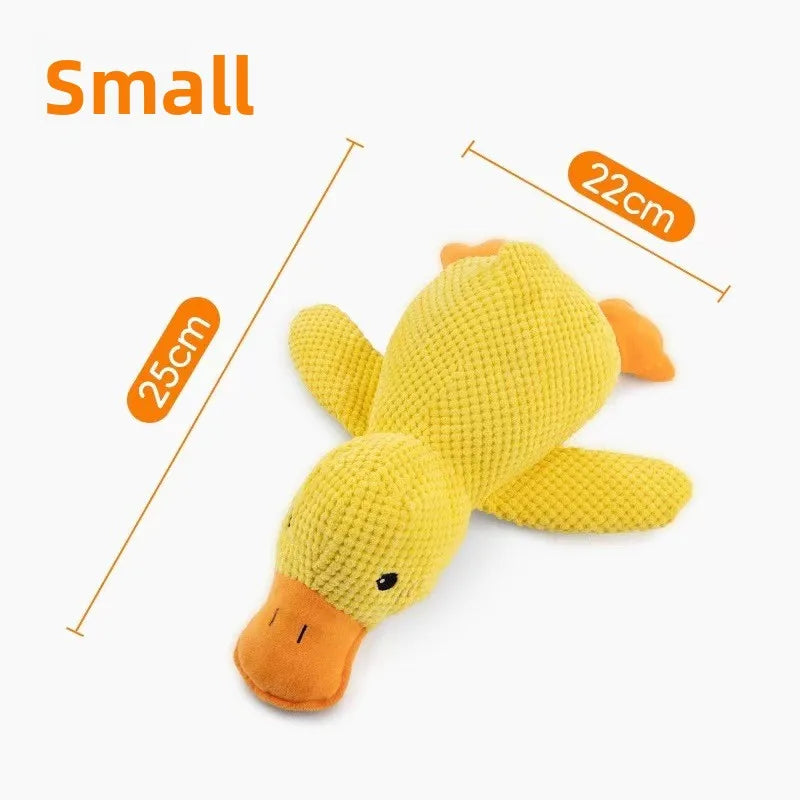 Eco-Friendly Plush Duck Dog Toys - Small/Medium Chew Toys with Squeaker & Biting Molars, Soft Embossed Cotton Duck Pet Toys