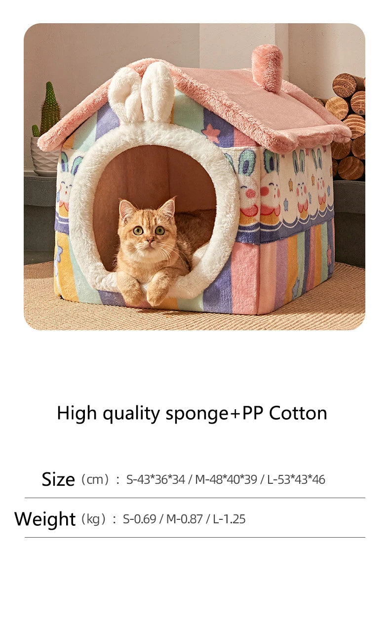 Foldable Dog House Kennel Bed Mat For Small Medium Dogs Cats Winter Warm Cat Bed Nest Pet Products Basket Pets Puppy Cave Sofa