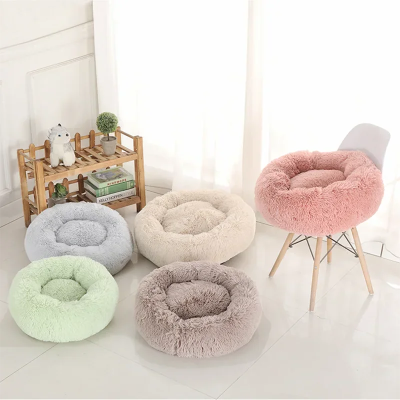 Pet Dog Bed For Dog Large Big Small For Cat House Round Plush Mat Sofa Dropshipping Products Pet Calming Bed Dog Donut Bed