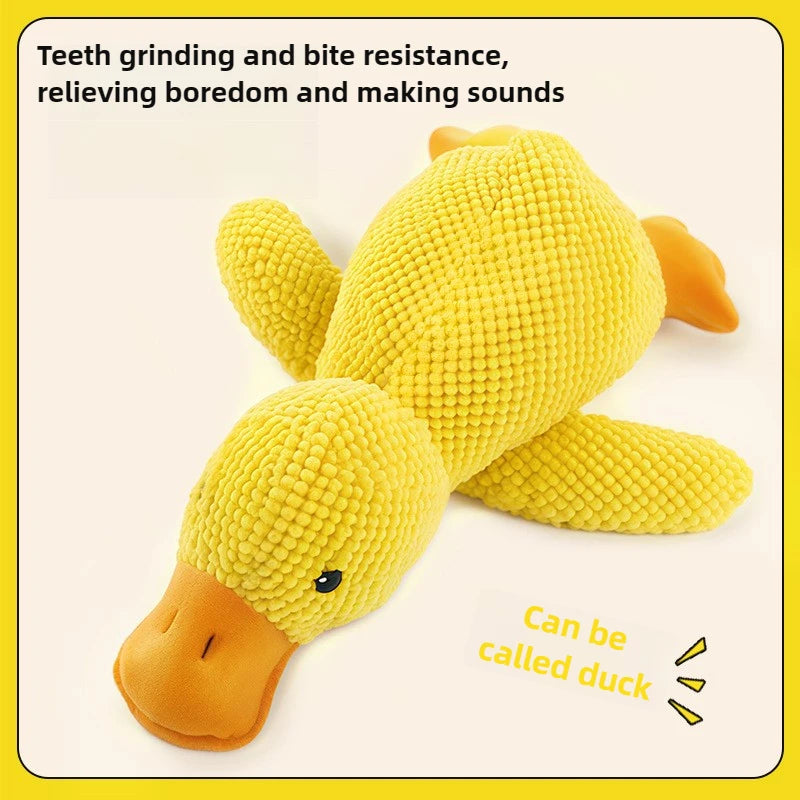 Eco-Friendly Plush Duck Dog Toys - Small/Medium Chew Toys with Squeaker & Biting Molars, Soft Embossed Cotton Duck Pet Toys
