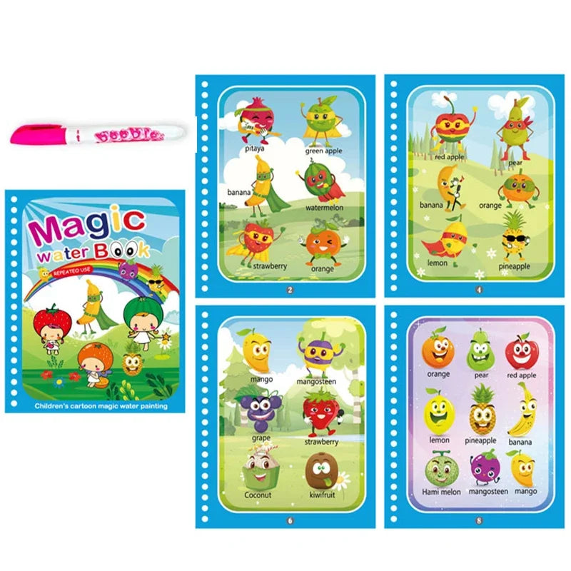 Children Early Education Toys Magical Book with Pen Water Drawing Montessori Toys Gift Reusable Coloring Book Magic Drawing Book