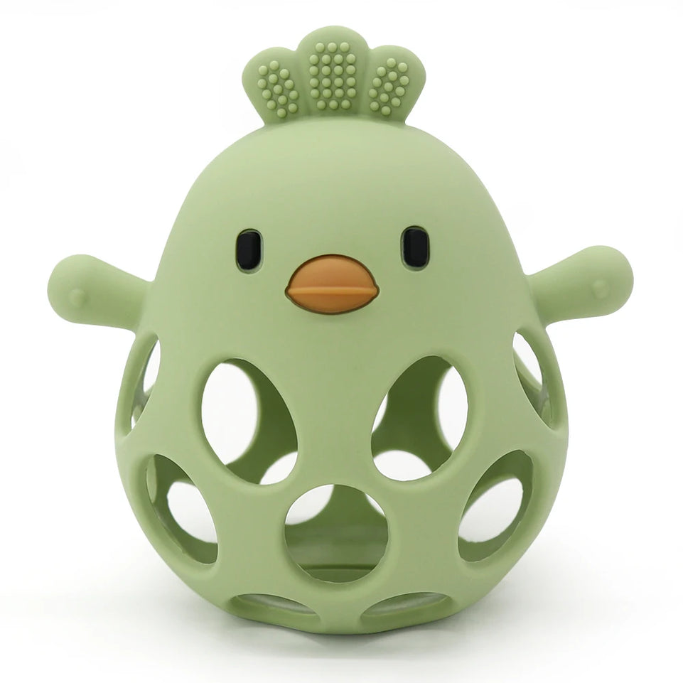 1PC Baby Silicone Teether Toys Cartoon Chick Shape Baby Toys Hollow Out Baby Care Equipment Chewing Training Baby Products