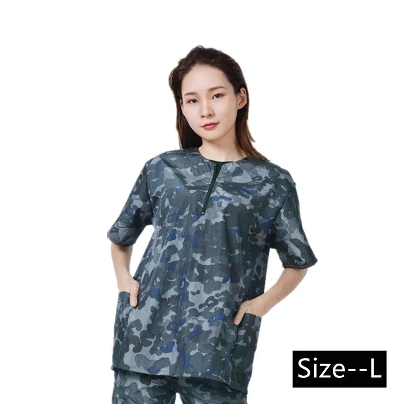 Dog Grooming Work Clothes Pet Shop Uniforms Pet Groomer Smock Camouflage Short Sleeve Top Waterproof Apron Anti Hair Pants