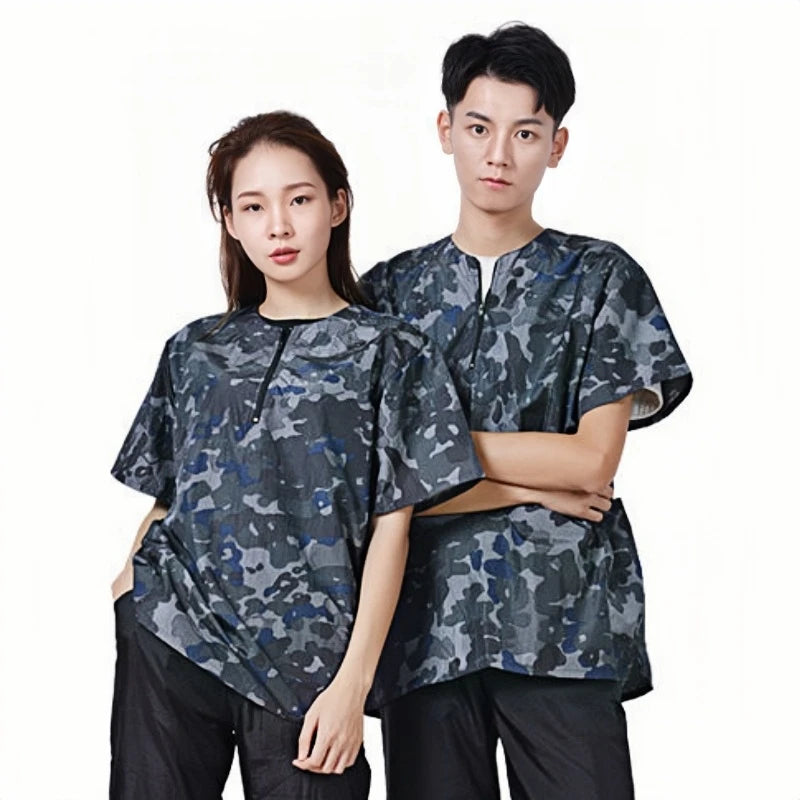Dog Grooming Work Clothes Pet Shop Uniforms Pet Groomer Smock Camouflage Short Sleeve Top Waterproof Apron Anti Hair Pants