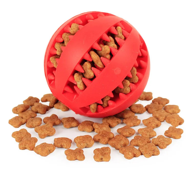 Dog Treat Dispensing Ball - Natural Rubber Chew Toy for Teeth Cleaning, Elastic Interactive Puzzle Toy to Relieve Boredom