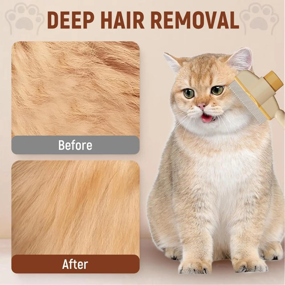 Dog Grooming Comb Self-Cleaning Long Hair Matting Tool Anti-Slip Grip Ergonomic Handle Detangling Comb for Dog & Cat Grooming