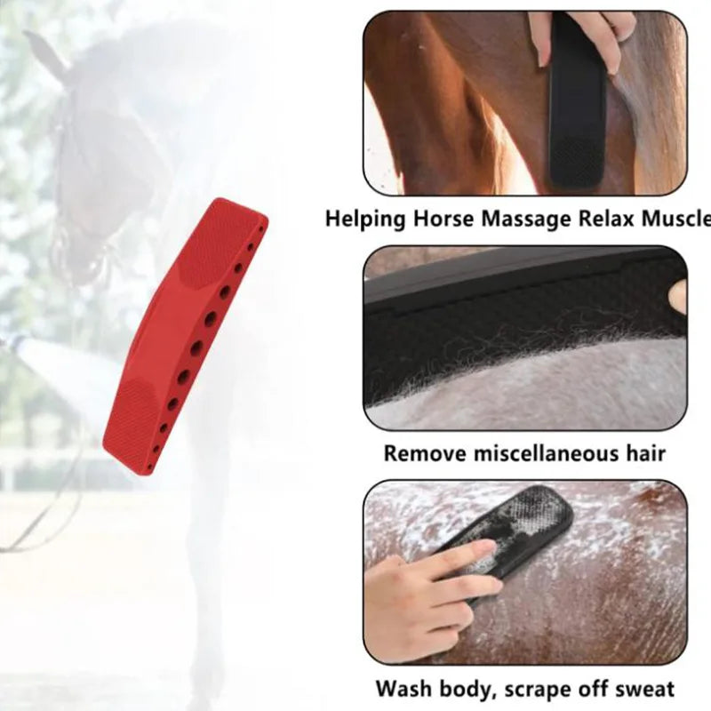 Horse Grooming Brush for Bathing & Massage - Pet Dog Horse Brush with Ergonomic Handle, Deshedding & Skin Care Tool