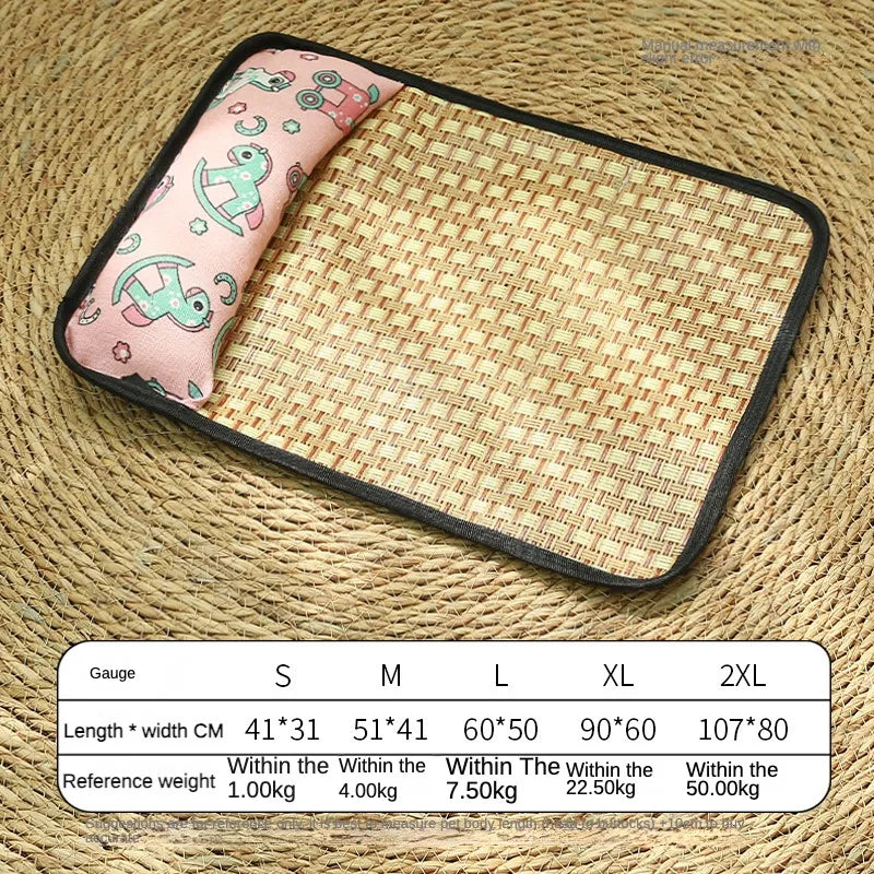 Pet Beds Sleeping Mat Dog Beds Rattan Woven Cat Mat Bed Summer Pet Cooling Mat for Small Dog Cats Puppy Beds Cushion Chihuahua