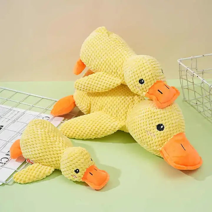 Eco-Friendly Plush Duck Dog Toys - Small/Medium Chew Toys with Squeaker & Biting Molars, Soft Embossed Cotton Duck Pet Toys
