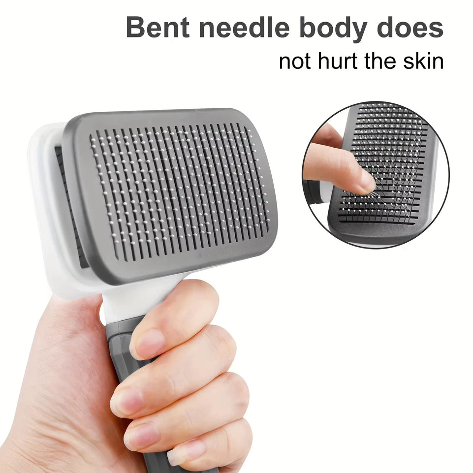 Pet Grooming Brush Gentle Deshedding Massage Comb with One-Click Hair Removal Dog Grooming for Dogs & Cats Easy-Clean
