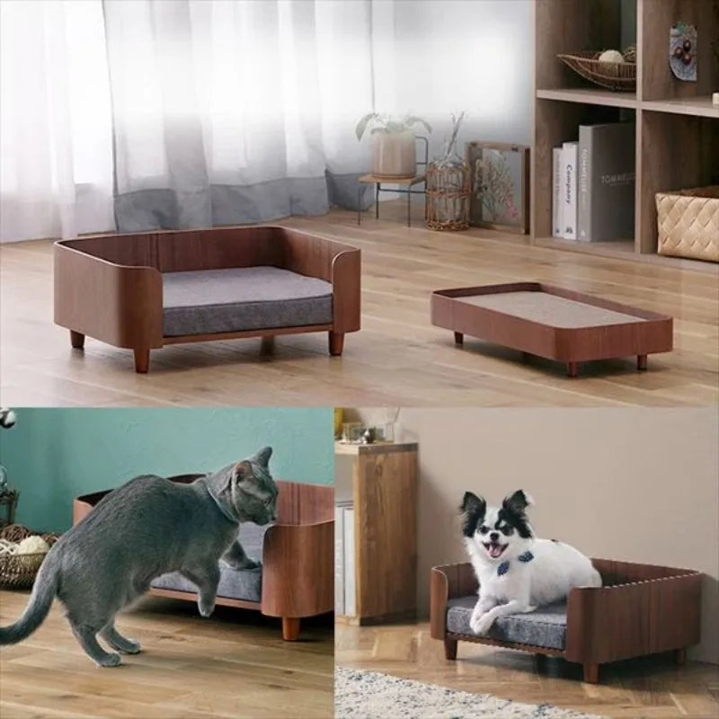Cat Dog Bed Wooden Kennel Indoor Pet Furniture Floor Modern Simplicity Ceiling Bed Comfortable Durable Furniture Accessories
