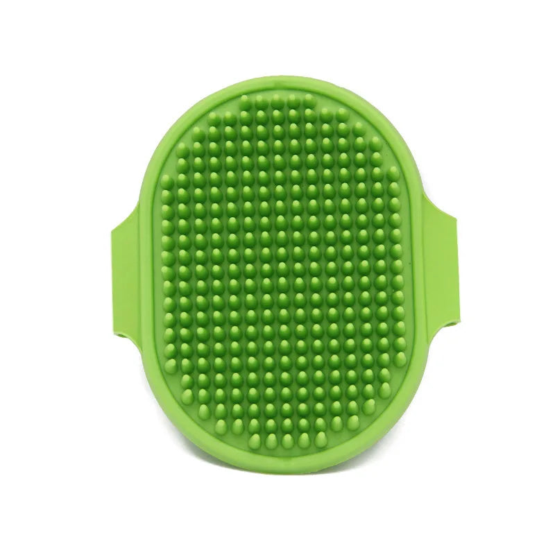 Dog Grooming Glove, Pet Bath Brush with Adjustable Ring Handle, Rubber Massage Grooming Comb for Short Haired Dogs Cats