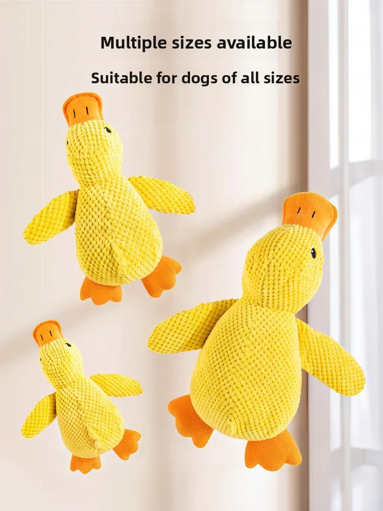 Eco-Friendly Plush Duck Dog Toys - Small/Medium Chew Toys with Squeaker & Biting Molars, Soft Embossed Cotton Duck Pet Toys