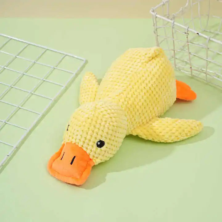 Eco-Friendly Plush Duck Dog Toys - Small/Medium Chew Toys with Squeaker & Biting Molars, Soft Embossed Cotton Duck Pet Toys