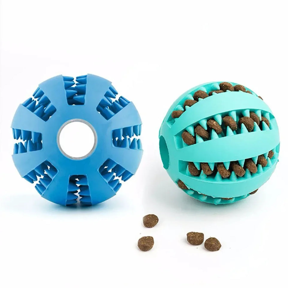 Dog Treat Dispensing Ball - Natural Rubber Chew Toy for Teeth Cleaning, Elastic Interactive Puzzle Toy to Relieve Boredom