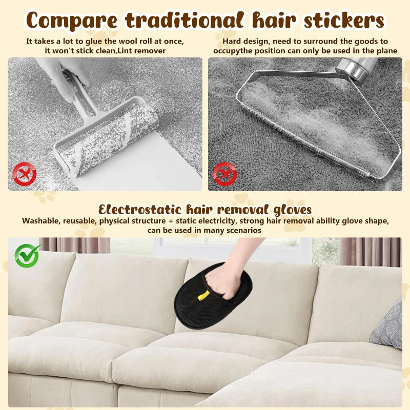 Upgraded Double Sided Grooming Glove Pet Dog Supplies Hair Remover Gloves Reusable Grooming Gloves Grooming Equipment For Dogs
