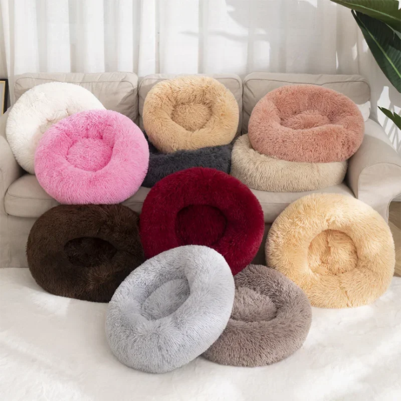 Pet Dog Bed For Dog Large Big Small For Cat House Round Plush Mat Sofa Dropshipping Products Pet Calming Bed Dog Donut Bed