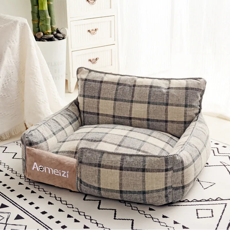 Cat Bed Sofa Winter Warm Removable Summer Cooler Mat Foam Neck Pad Nest Beds Pet Deep Sleeping for Small Medium Dogs Puppy