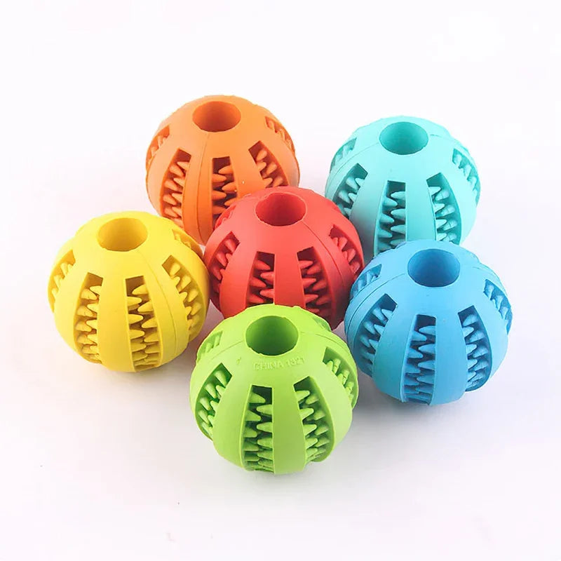 Dog Treat Dispensing Ball - Natural Rubber Chew Toy for Teeth Cleaning, Elastic Interactive Puzzle Toy to Relieve Boredom