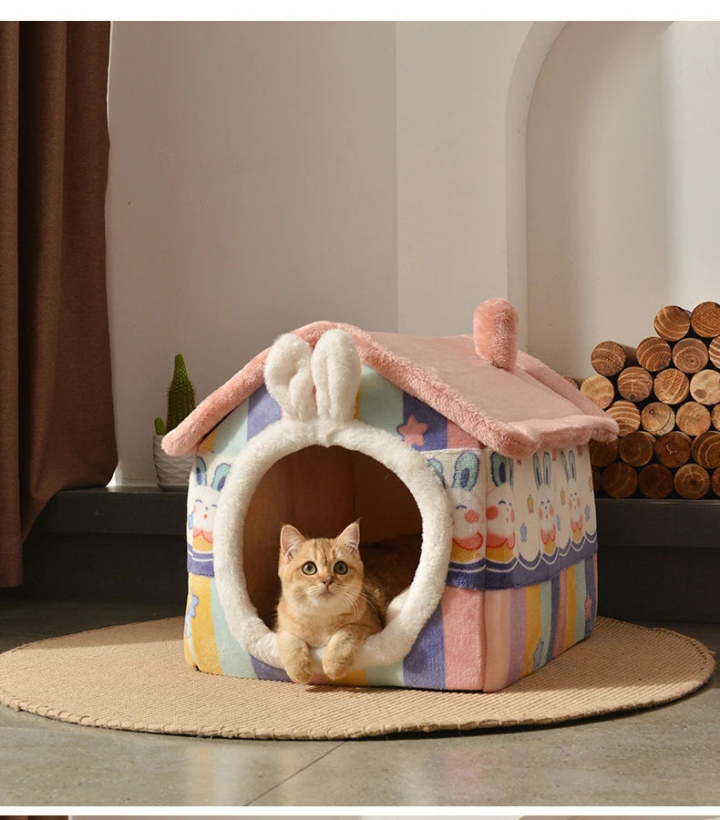Foldable Dog House Kennel Bed Mat For Small Medium Dogs Cats Winter Warm Cat Bed Nest Pet Products Basket Pets Puppy Cave Sofa