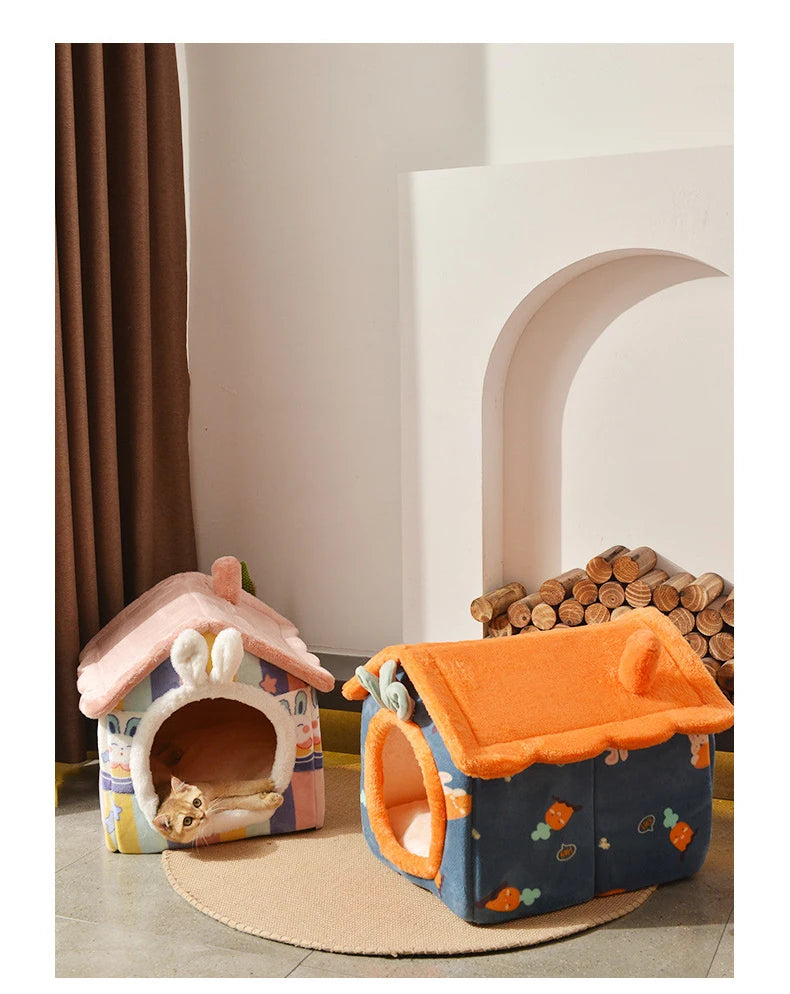 Foldable Dog House Kennel Bed Mat For Small Medium Dogs Cats Winter Warm Cat Bed Nest Pet Products Basket Pets Puppy Cave Sofa