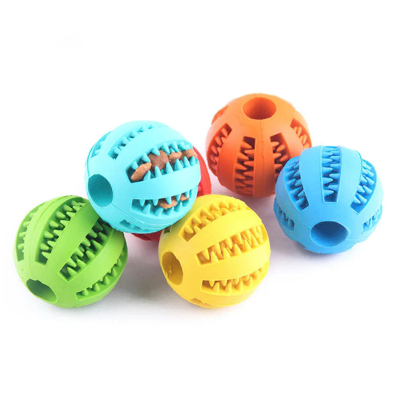 Dog Treat Dispensing Ball - Natural Rubber Chew Toy for Teeth Cleaning, Elastic Interactive Puzzle Toy to Relieve Boredom