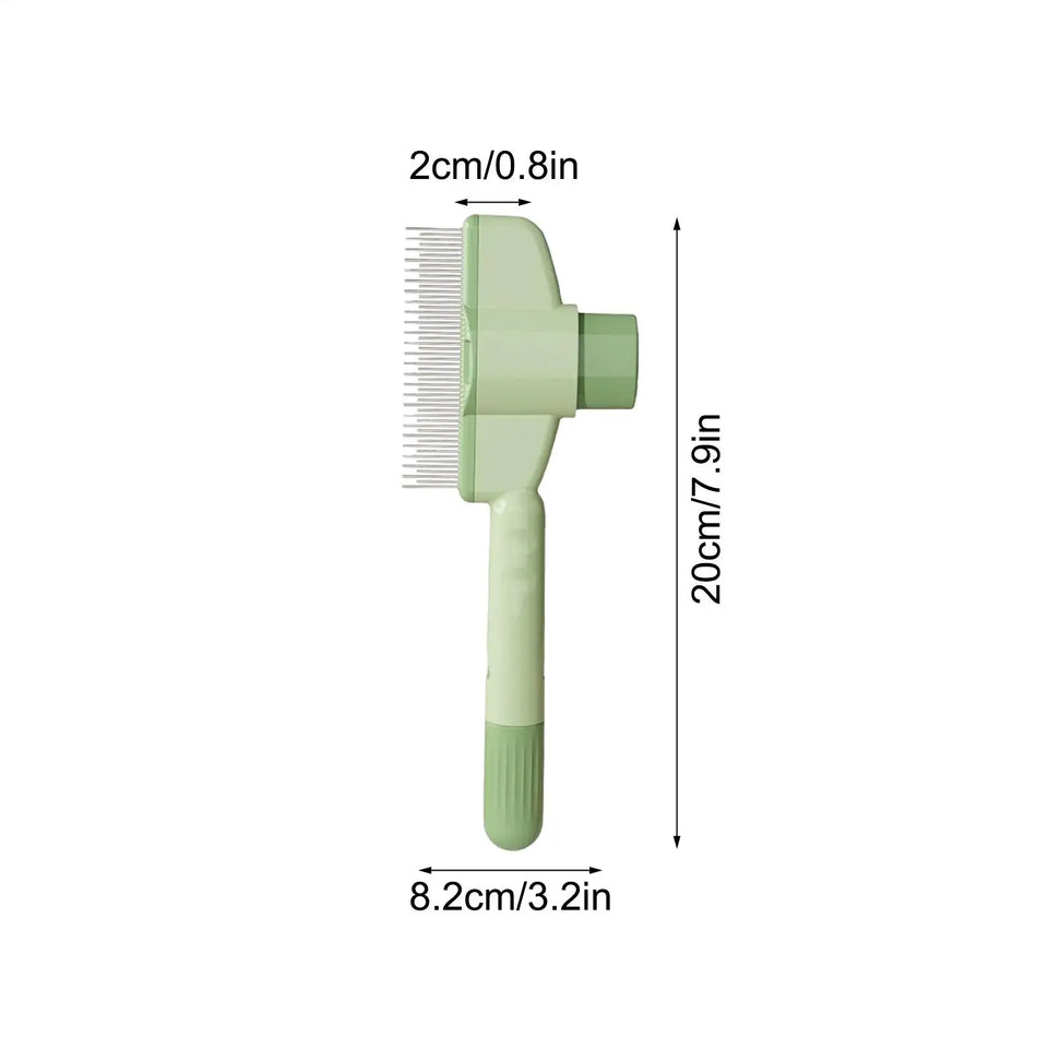 Dog Grooming Comb Self-Cleaning Long Hair Matting Tool Anti-Slip Grip Ergonomic Handle Detangling Comb for Dog & Cat Grooming