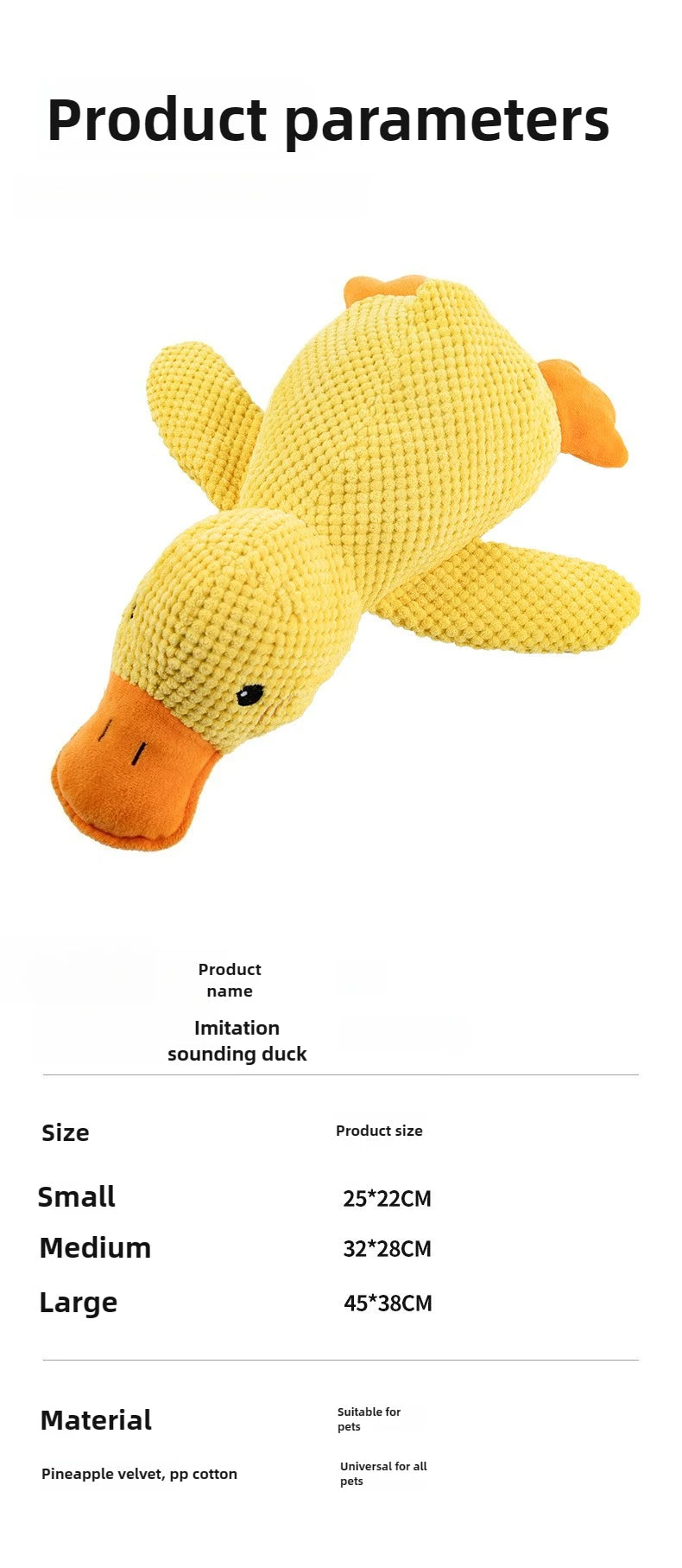 Eco-Friendly Plush Duck Dog Toys - Small/Medium Chew Toys with Squeaker & Biting Molars, Soft Embossed Cotton Duck Pet Toys