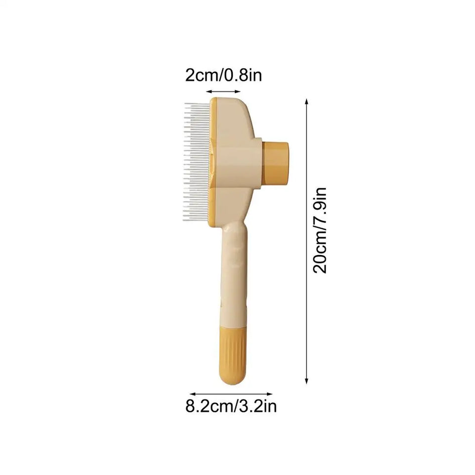 Dog Grooming Comb Self-Cleaning Long Hair Matting Tool Anti-Slip Grip Ergonomic Handle Detangling Comb for Dog & Cat Grooming