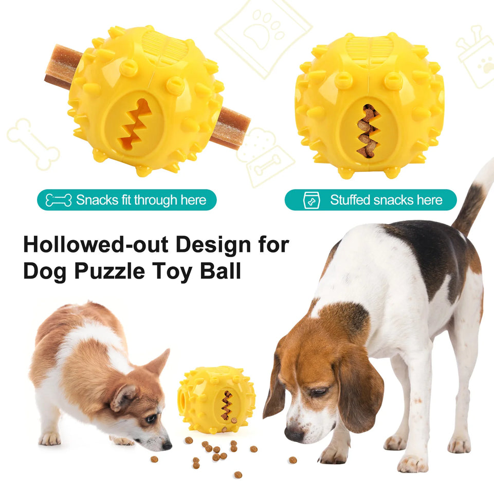 Dog Interactive Chew Treat Dispensing Ball - Self-Play, Boredom Relief, Bite-Resistant, Teeth Cleaning Pet Toy,