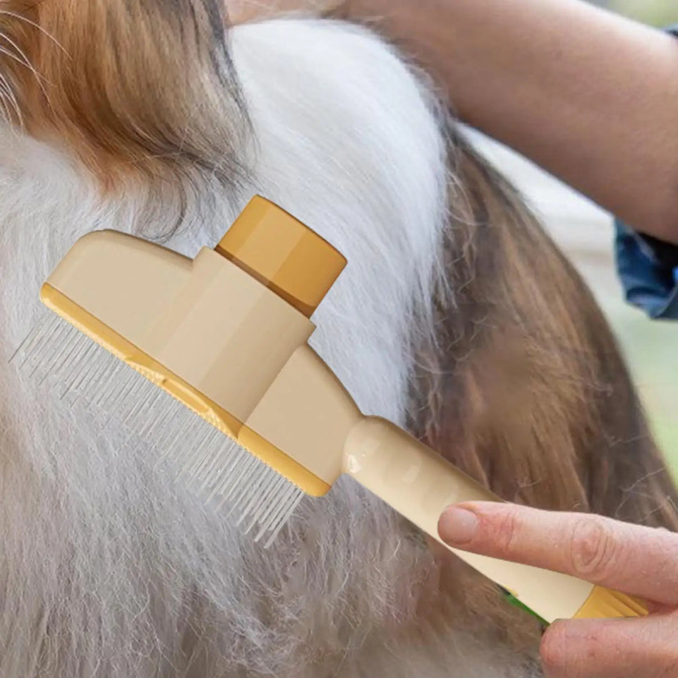 Dog Grooming Comb Self-Cleaning Long Hair Matting Tool Anti-Slip Grip Ergonomic Handle Detangling Comb for Dog & Cat Grooming