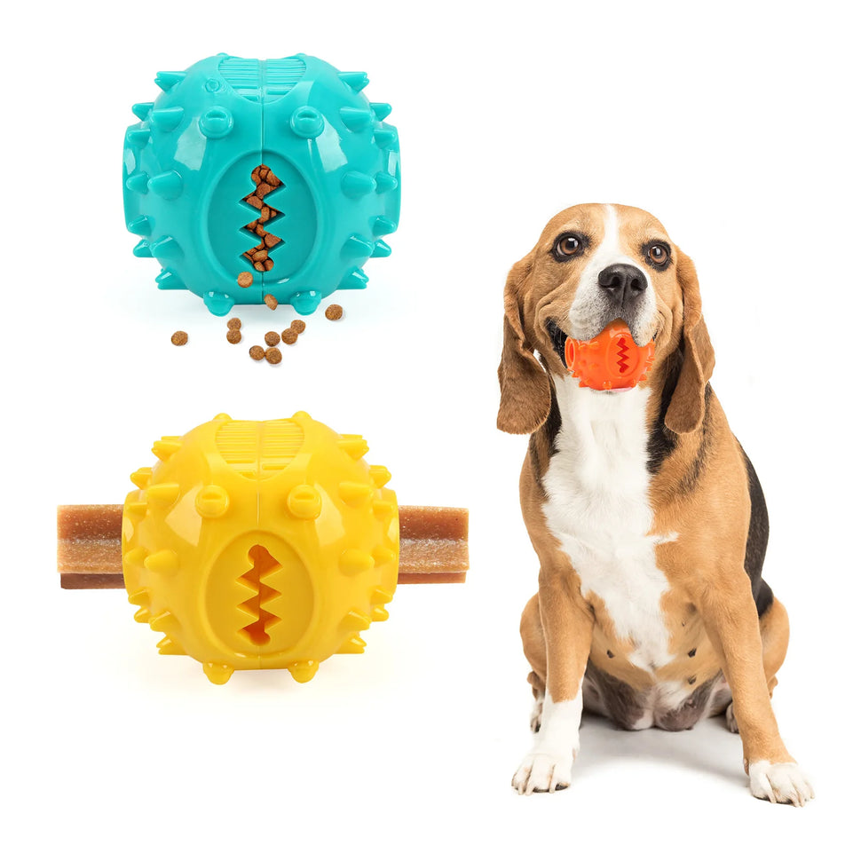 Dog Interactive Chew Treat Dispensing Ball - Self-Play, Boredom Relief, Bite-Resistant, Teeth Cleaning Pet Toy,