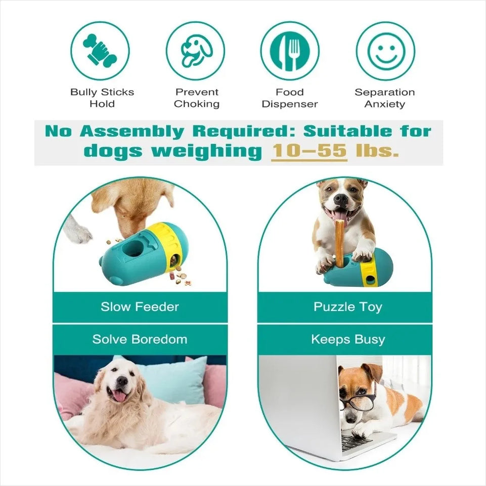 Bite Resistant Dog Treat Dispenser Toy Feeding Indoor Training Dog Puzzle Toy Relieve Boredom Rotating Food Dispensing Toy