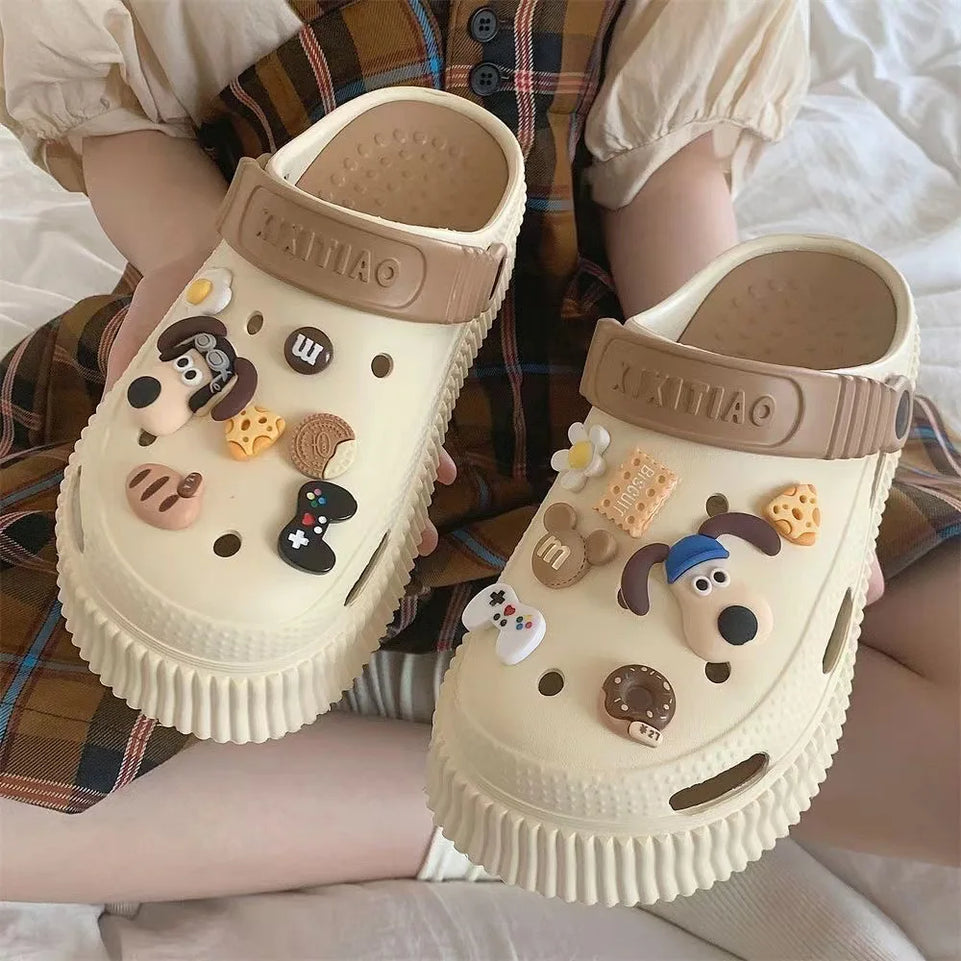 1 Set 3D Cute Cartoon Dogs Shoes Accessories Boys Girls Sandals Garden Shoe Buckle Decorations Fit Charm