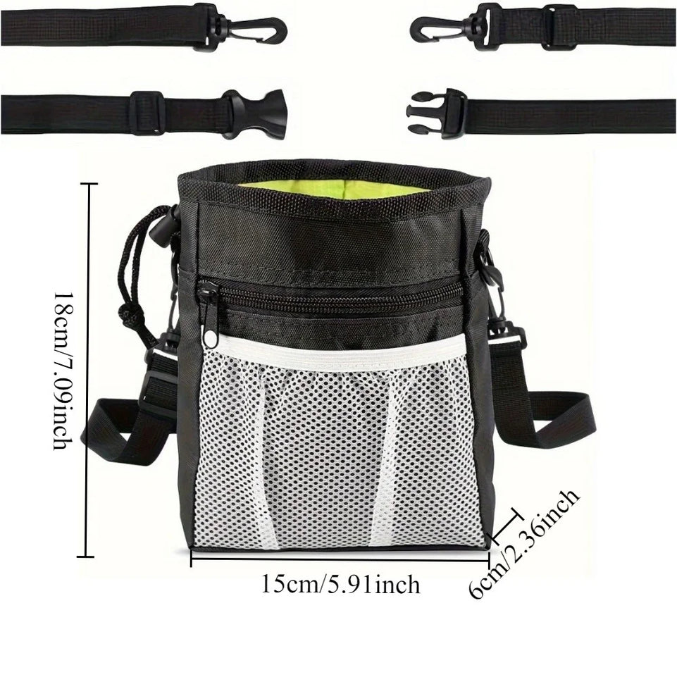 Pets First Dog Treat Training Pouch - Treat Bag for Kibble, Food, Toys, Accessories with Built-in Poop Bag Dispenser - Holder
