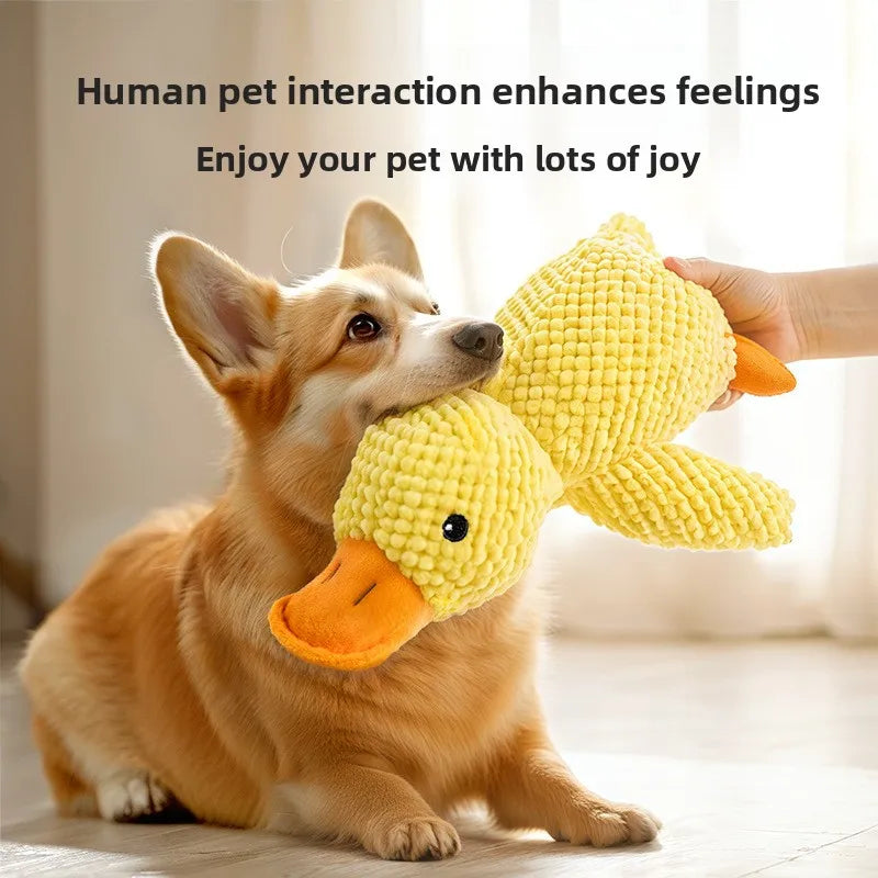 Eco-Friendly Plush Duck Dog Toys - Small/Medium Chew Toys with Squeaker & Biting Molars, Soft Embossed Cotton Duck Pet Toys