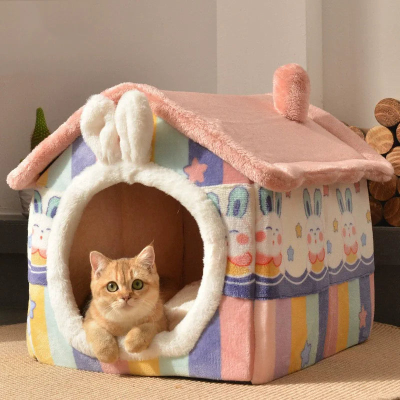 Foldable Dog House Kennel Bed Mat For Small Medium Dogs Cats Winter Warm Cat Bed Nest Pet Products Basket Pets Puppy Cave Sofa