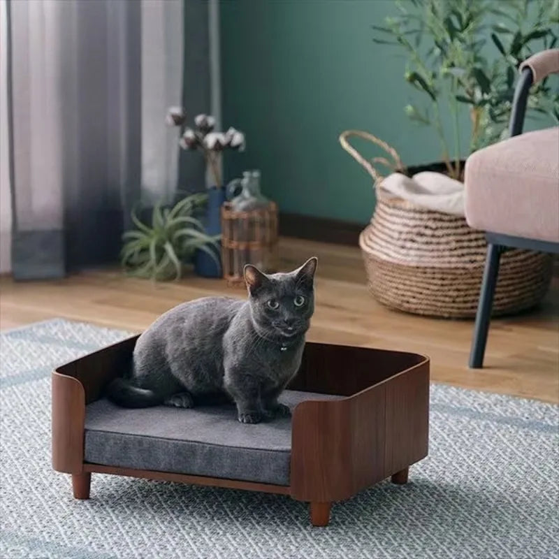 Cat Dog Bed Wooden Kennel Indoor Pet Furniture Floor Modern Simplicity Ceiling Bed Comfortable Durable Furniture Accessories