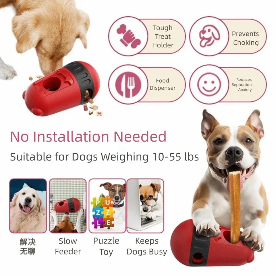 Bite Resistant Dog Treat Dispenser Toy Feeding Indoor Training Dog Puzzle Toy Relieve Boredom Rotating Food Dispensing Toy
