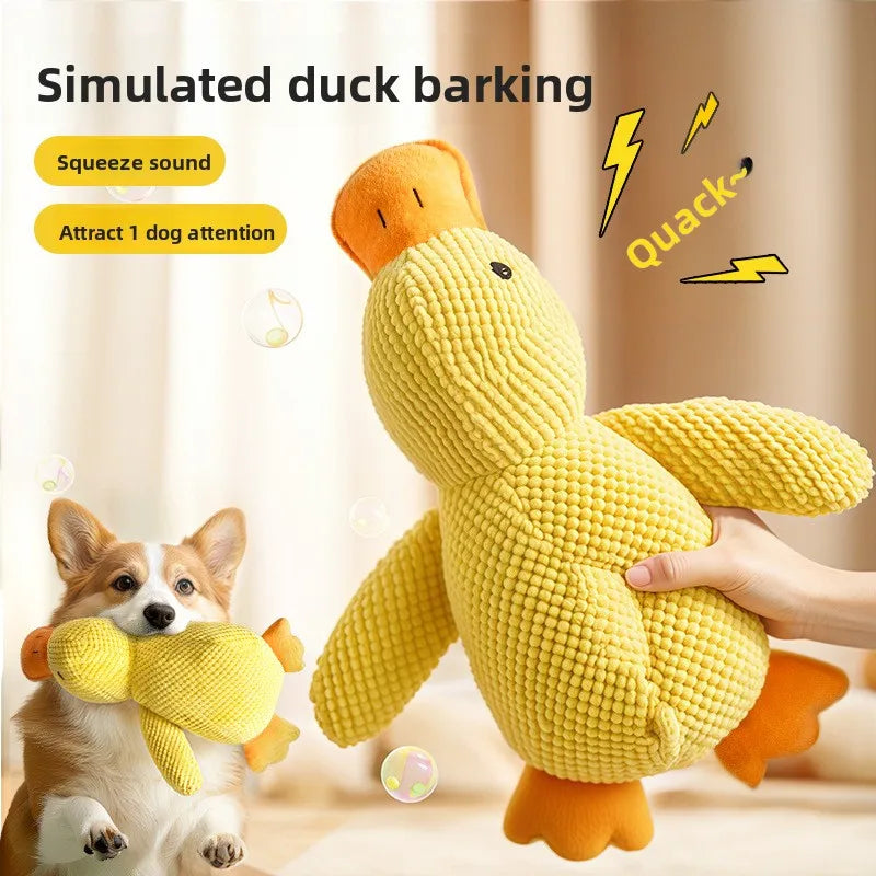 Eco-Friendly Plush Duck Dog Toys - Small/Medium Chew Toys with Squeaker & Biting Molars, Soft Embossed Cotton Duck Pet Toys